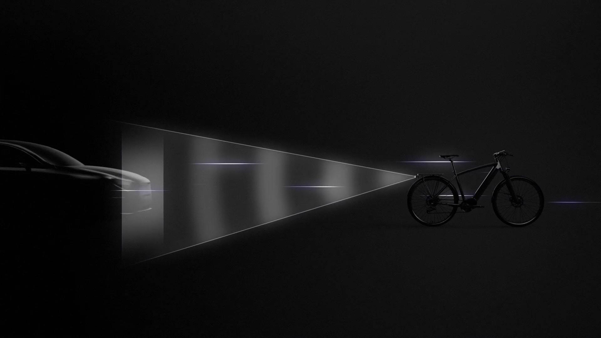Digitalt cykelspejl Ride Safety System RS 1000: kunstig intelligens (AI) til detektering af farer: advarer cyklisten